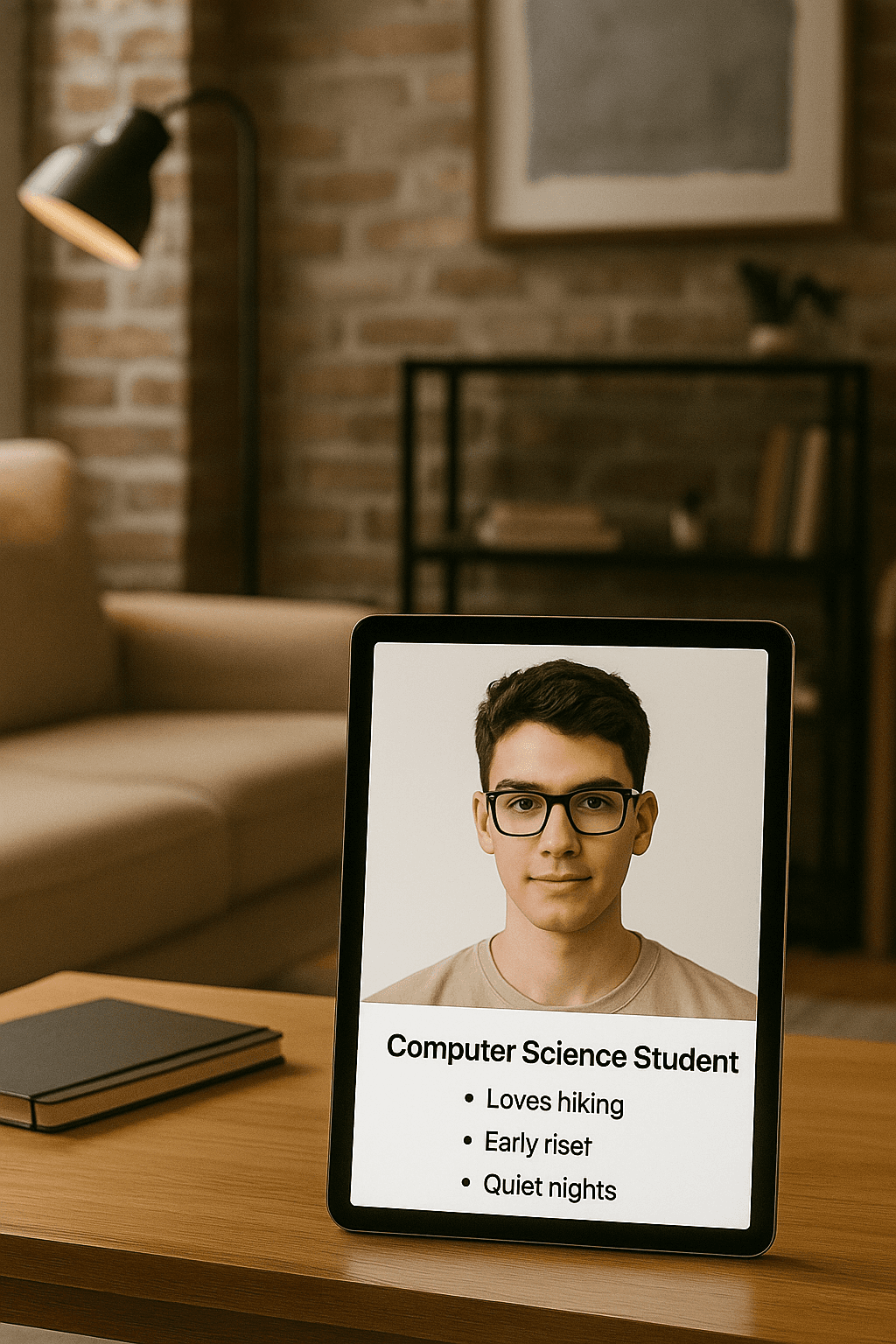 Profile displayed on tablet